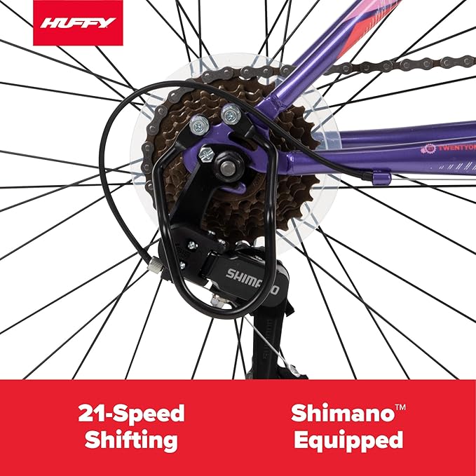 Huffy Stone Mountain Hardtail Mountain Bike for Boys/Girls/Men/Women, 20"/24"/26" Sizes, 6 or 21 Speed Shimano Twist Shifting, Front or Dual Suspension, Comfort Saddle, Sleek Colors
