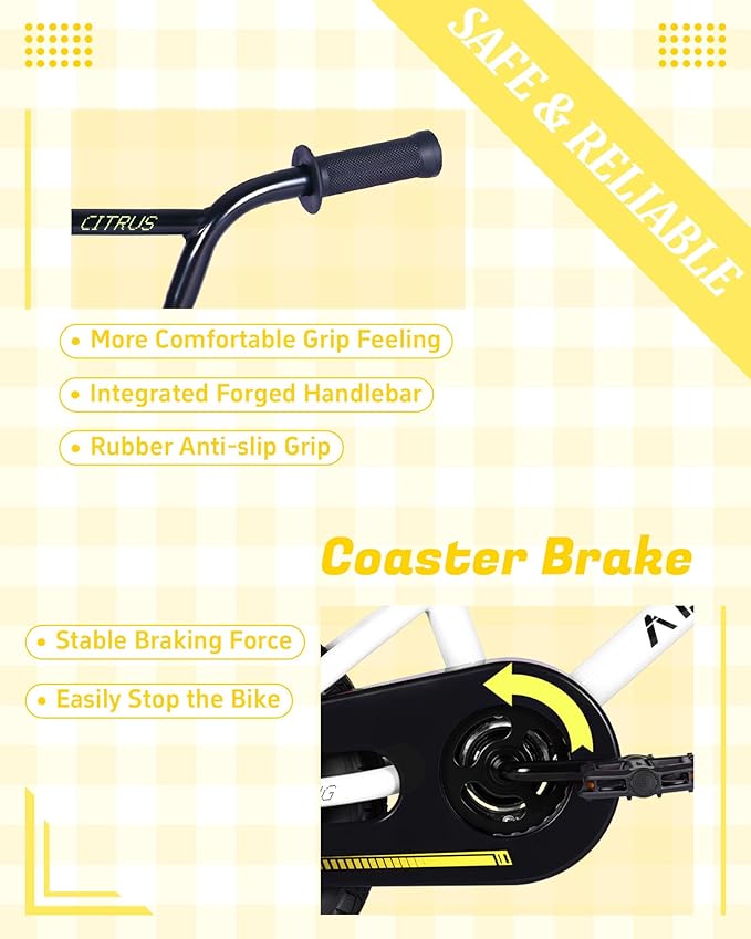 12 14 16 20 Inch Kids Bike BMX Style Bicycle with Training Wheels for 2-14 Years Old Toddlers Boys Girls Coaster Brake Multiple Colors