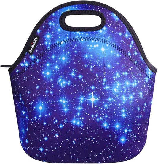 Neoprene Lunch Bag/Lunch Box/Lunch Tote/Picnic Bags Insulated Cooler Travel Organizer (Blue Stars)