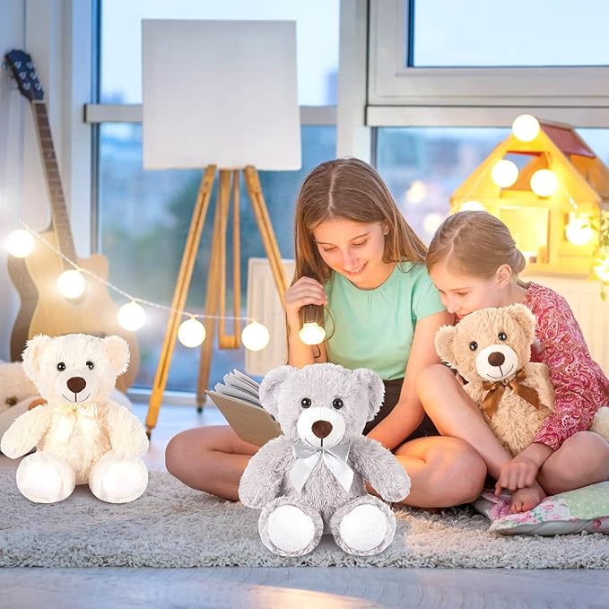 Zhanmai 12 Pcs 14 Inch Bear Stuffed Animal Bulk Operation 2025 Graduation Gifts Bulk Plush Stuffed Bear for Bridal Anniversary Shower Gifts(Light Brown, Dark Brown, White, Grey)