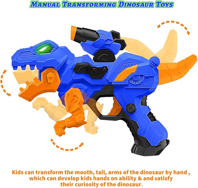 2-Pack Dinosaur Toy Guns Compatible with Nerf, Christmas Kids Gifts & Stocking Stuffers for Toddler Boys Ages 3 4 5 6 7 8, Dino Toy Guns with Light & Sound, 20 Foam Darts