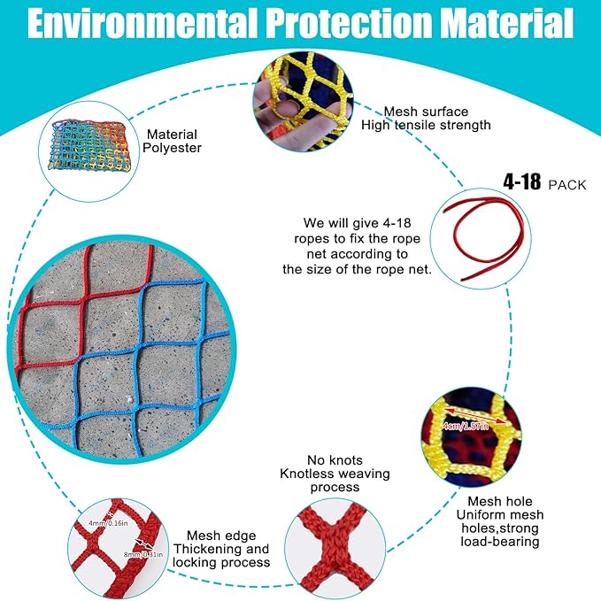 Climbing Cargo Net for Kids Outdoor Balcony & Playground Safety Netting