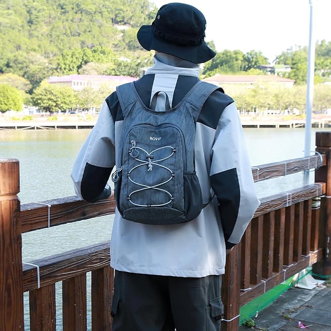 BOVIP 20L Hiking Backpack Lightweight Packable Hiking Daypack Small Travel Outdoor Foldable Shoulder Bag Gray
