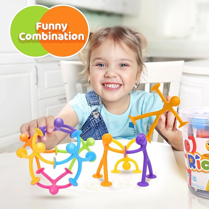 Richtim Kids Humanoid Suction Sensory Toys: 24 Pack Creative Suction Toy No Hole Bath Toy - Sensory Toys for Kids Travel - Calming Down for Boys and Girls