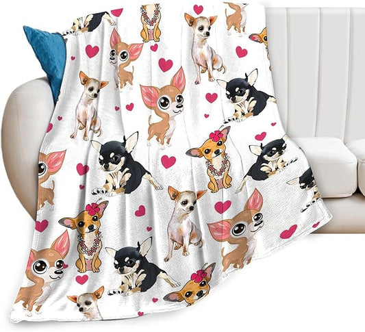 Chihuahua Dog Blanket Chihuahua Gifts for Girls Women Chihuahua Lovers Chihuahua Throw Blanket Kids Adults Soft Warm Cozy Fleece Blanket for Couch Sofa Bed 60"x80"