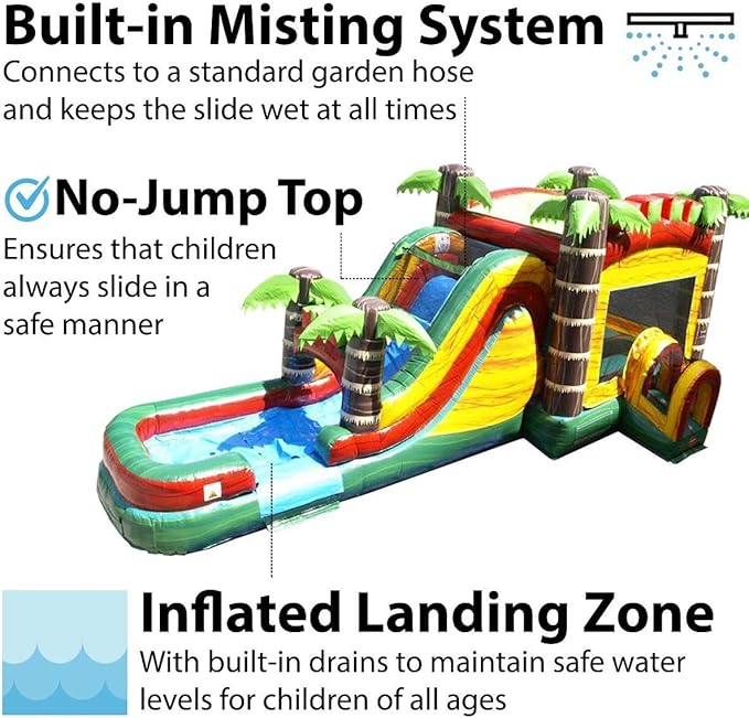 TentandTable Inflatable Bounce House Water Slide for Kids 5-12 Large, Commercial Grade Mega Bouncy Castle for Adults, Jump House, Includes Electric Air Blower, 32' L x 16' W x 15' H, Fire Marble