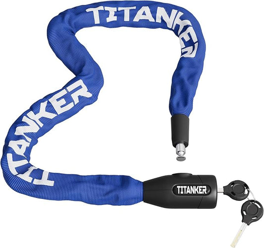 Titanker Bike Chain Lock with Keys, 3.3 Feet Security Heavy Duty Anti-Theft Bicycle Chain Locks for Bike, Motorcycle, Bicycle, Door, Gate, Fence, Grill (6mm, 8mm, 10mm Thick Chain)