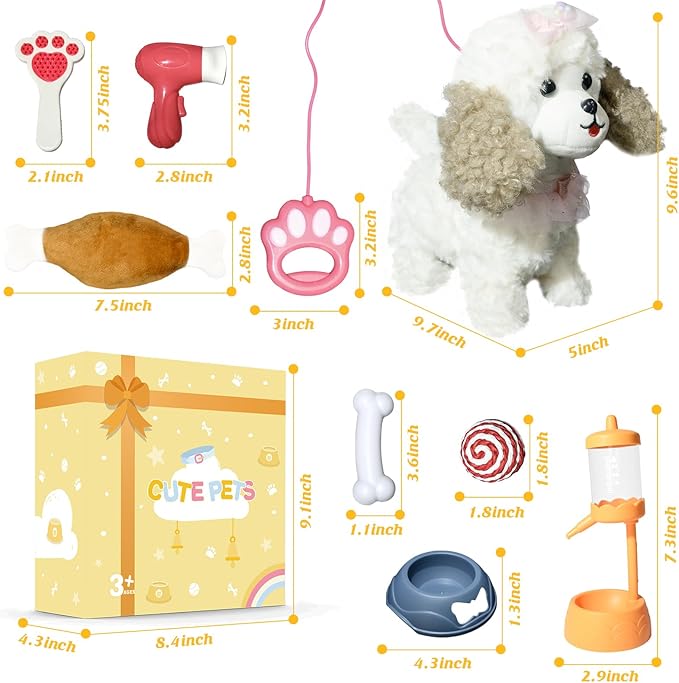 Puppy Toys for Kids, Toy Dogs That Walk and Bark, Walking Dog Toy for Kids with Leash, Interactive Stuffed Puppy with Remote Control, for Girls and Boys Aged 3-7 Year Old