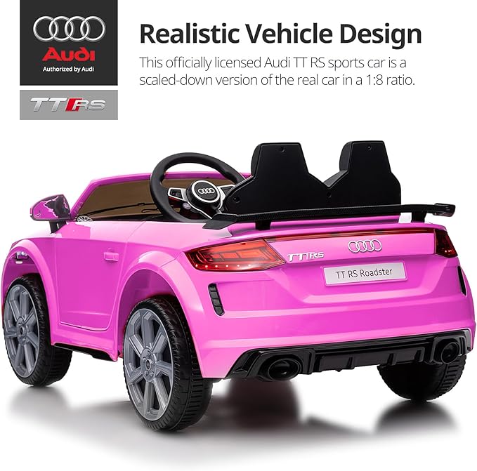 Licensed Audi TTRS Electric Kids Car, 12V Kids Ride-on Toy Car for Toddlers with Remote - Pink