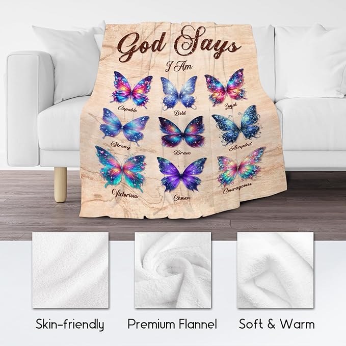 Butterfly Blanket Gifts - Soft Fleece Fuzzy Throw for Women & Girls, Kids - Inspirational Gifts, 30"x40"