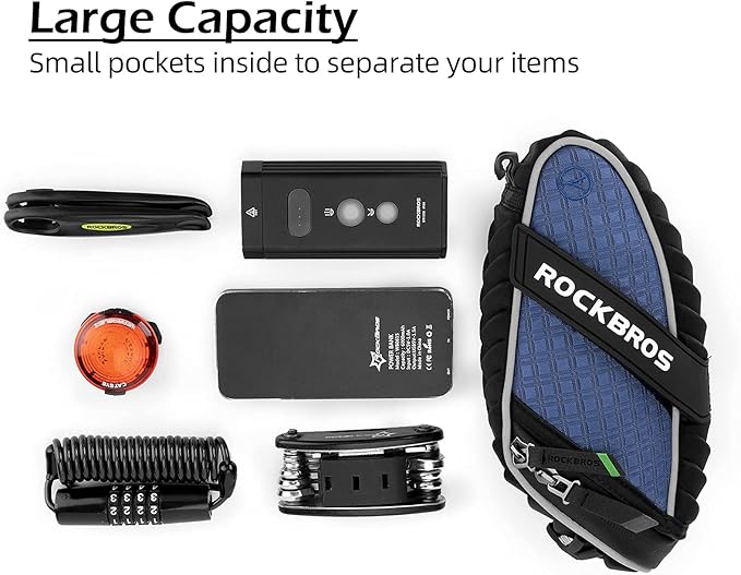 ROCKBROS Bike Saddle Bag Bicycle Seat Bag 3D Shell Saddle Bag Under Seat Cycling Seat Pack for Mountain Road Bike Bicycle Blue