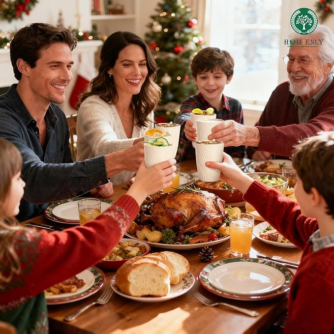 Homienly Wheat Straw Cups, Drinking Glasses Set of 6, 16 OZ Cups for Kitchen, Kids, Camping, Party, Unbreakable Microwave and Dishwasher Safe Water Tumblers, Stackable Plastic Cups-Beige