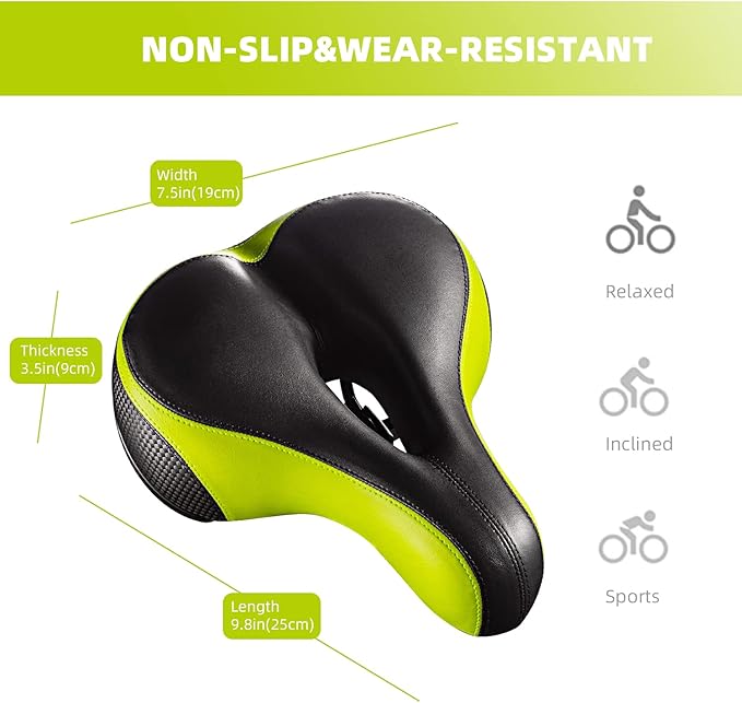 Bike Seat, Most Comfortable Bicycle Seat Dual Shock Absorbing Memory Foam Waterproof Bicycle Saddle Bike Seat Replacement with Refective Tape