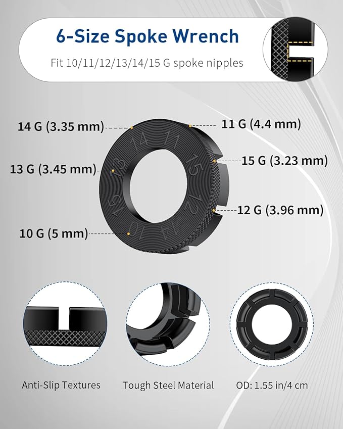 Pawfly Bike Spoke Wrenches, Bike Spoke Tool Kit with 3 Bicycle Tire Levers, Bicycle Spoke Wrench Tools, Bicycle Rim Truing Tool Set, Bike Rim Correct Kit, 8-Piece Bike Repair Tool Kit