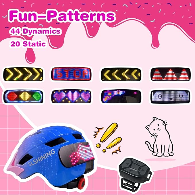 Kids Bike Helmet with LED Lights, Remote Control Turn Signals Safety Helmet Back Light for Youth Mountain Cycling Scooter Skateboarding, Adjustable and Lightweight for Boys Girls