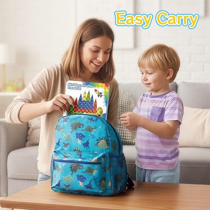 60pcs Mini Magnetic Tiles for Kids Ages 3-8,Travel Magnetic Building Blocks with Metal Storage Box, STEM Educational Toys, Montessori Sensory Learning Toys for Toddlers, Boys & Girls Christmas Gift