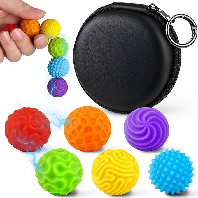 LovesTown 6PCS Silicone Magnetic Fidget Balls, Quiet Fidget Toys Stress Balls for Adults Teens Office School Birthday Gift (Colorful)