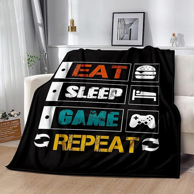 lirs Bedding Gaming Throw Blanket 80" x 60’’ Super Soft, Fleece, Gamer Gift for Couch Sofa for for Kids Boys Teens Video Game (MT-A08, 80’’x60)