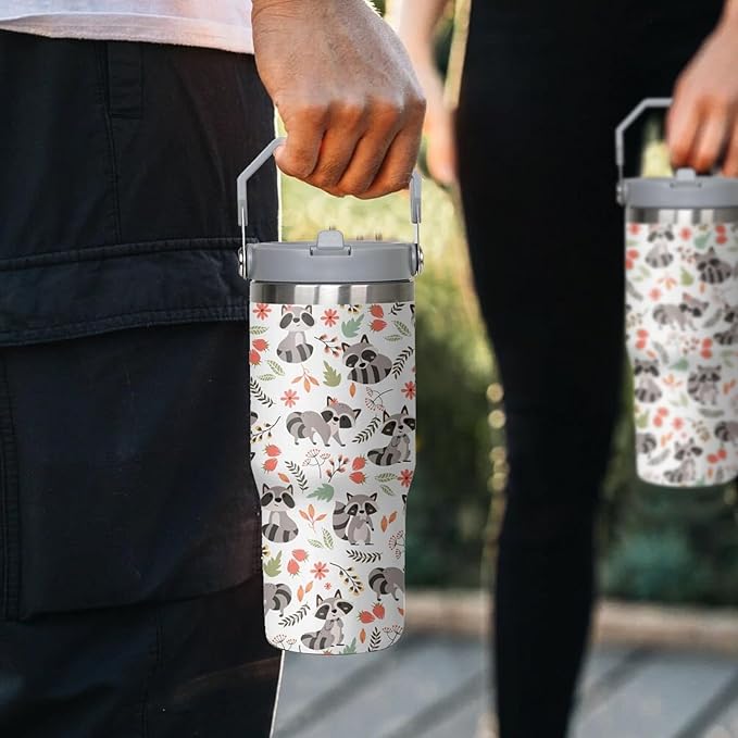 30 oz Racoon Tumbler with lid and Straw,Racoon CoffeeTravel Mug Cup Water Botter, Racoon Gifts for Racoon Lovers,Racoon Stuff Decor Accessories