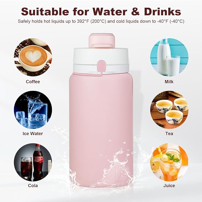 PLTCAT Collapsible Foldable BPA Free Reusable Lightweight Leak-Proof Travel Silicone Water Bottle for Travel, Gym, Hiking, Office, Camping
