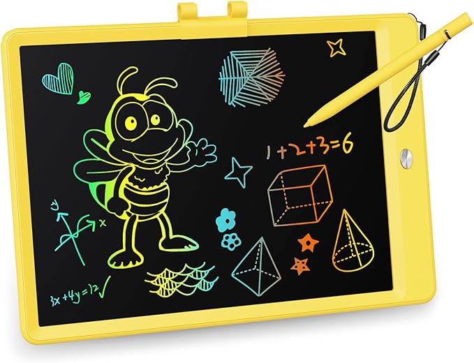 KOKODI LCD Writing Tablet, 10 Inch Colorful Doodle Board Drawing Tablet, Erasable Reusable Electronic Drawing Pads, Educational and Learning Toy for 3-6 Years Old Boy and Girls