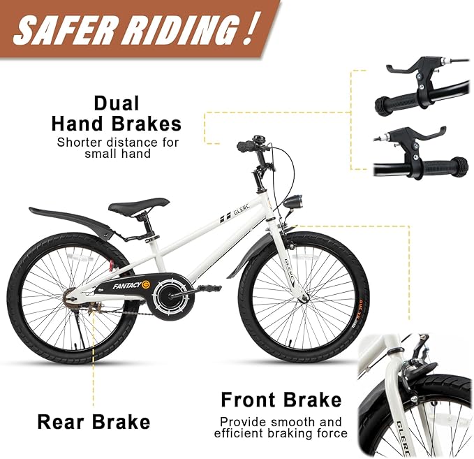 Glerc Fantacy Kids Bike, 12-20 Inch Children Bicycle for 2-13 Years Old Boys Girls, Kids Bicycle with Water Bottle Holder & Headlight & Training Wheels, Multiple Colors