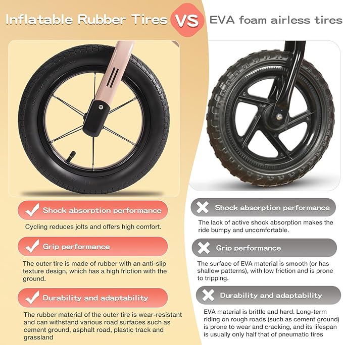 Toddler Balance Bike 3 Year Old,12 Inch Inflatable Rubber Tires,No Pedal Kids Toy Bike for 3-6 Years Old,The Perfect First Bike 3-6 Boys Girls, Multiple Colors