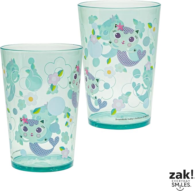 Zak Designs DreamWorks Gabby's Dollhouse Nesting Tumbler Set for At Home, 14.5oz Non-BPA Plastic Cups, 4-Pack (Gabby, Pandy Paws, Cakey Cat, Mercat, Kitty Fairy, Baby Box)