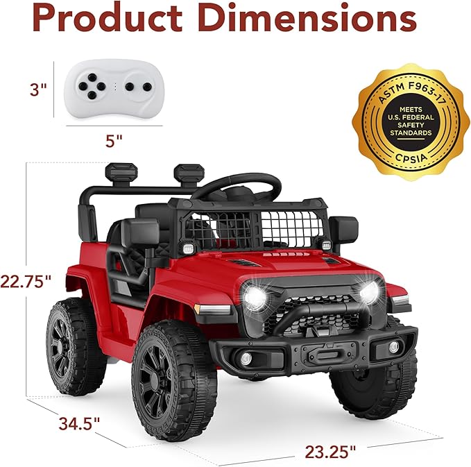 Best Choice Products 6V Kids Ride On Toy, Mini Truck, Electric Play Car w/Parent Remote Control, 4-Wheel Suspension, LED Lights, 2 Speeds, Functional Horn, 3.1MPH Max Speed - Red