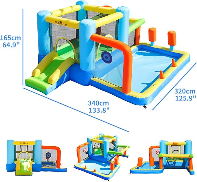 Inflatable Bounce House,Bounce House for Kids 3-6,Bouncy House with Slide,Obstacle Course Bounce House,Bouncy Castle for Kids Outdoor,Indoor Jump House with Ball Pit