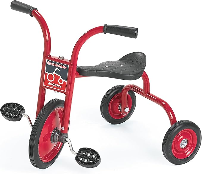 CLASSICRIDER Toddler Trike, Kids Tricycle for Riders Ages 3 and up, Preschool, Daycare, Playground Kids Tricycles, Rubber Tires, Red/Black, 10" Pedal Pusher