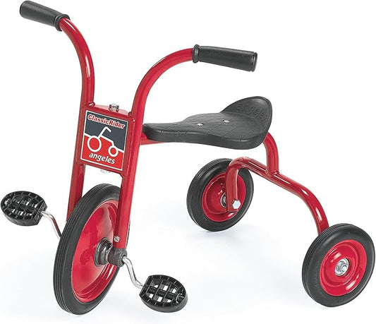 CLASSICRIDER Toddler Trike, Kids Tricycle for Riders Ages 3 and up, Preschool, Daycare, Playground Kids Tricycles, Rubber Tires, Red/Black, 10" Pedal Pusher