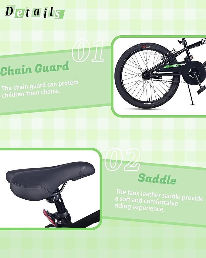 12 14 16 20 Inch Kids Bike BMX Style Bicycle with Training Wheels for 2-14 Years Old Toddlers Boys Girls Coaster Brake Multiple Colors