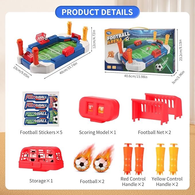 Foosball Table Soccer Board Game for Kids, Mini Football Games Set Gifts Toys for Indoor Sports Family Playroom Party Game Interactive Birthday Sports Gift for Boys Girls 3 4 5 6 7 8-12