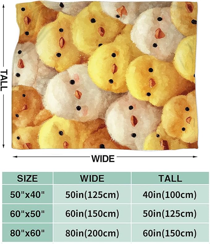 Chick Blanket for Kids, Farm Chicken Flannel Throw Blanket, Cozy Fleece Soft Stuff Blankets Gift for Girls Boys Couch Sofa Bed 60" x 50"