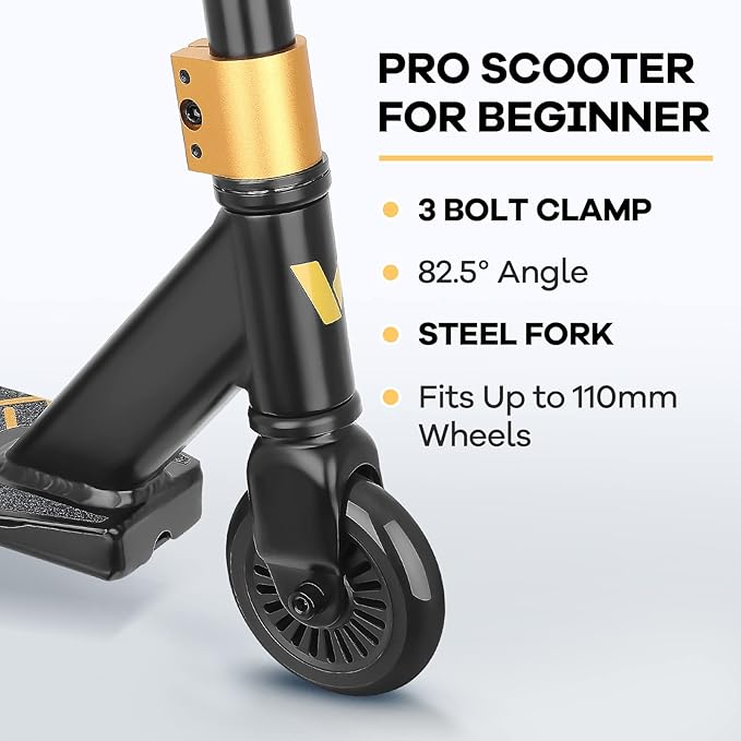 VOKUL S2 Pro Scooters for Kids Age 6-12 | Colorful Stunt Scooter for Beginners Teens | Trick Scooter for BMX Freestyle Tricks (Gold)