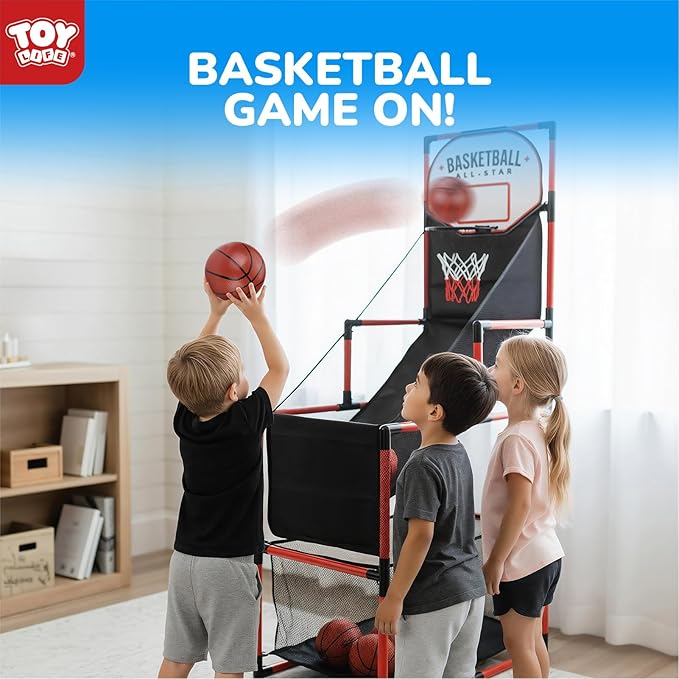 TOY Life Basketball Arcade Game Indoor for Kids - Electronic Basketball Shooting Game for Boys Age 4 5 6 7 8, Portable Basketball Hoop Arcade Set with Score Counter for Boys 8-12
