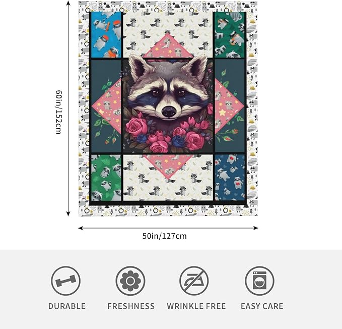 Raccoon Blanket Cute Raccoon Throw Blanket Ultra Soft Cozy Fleece Gift Fuzzy Plush Bedding Blankets for Kids Teens Adults Girls Boys Women Men 60"x50"
