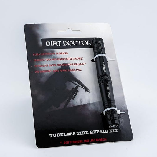 Tubeless Tire Repair Kit – Ultra-Light MTB & Road Bike Flat Fix – 7075 Aluminum Plug Tool with Reamer – 10 Tire Bacon Strips – Easy Compact Bike Repair Kit