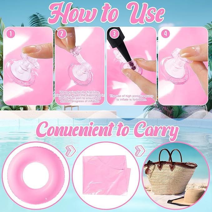 8 Pcs Large Inflatable Pool Float 36 Inches Swimming Ring Pool Floats Adult Inflatable Tube for Summer Vacation Beach River Bachelorette Wedding Party Supplies