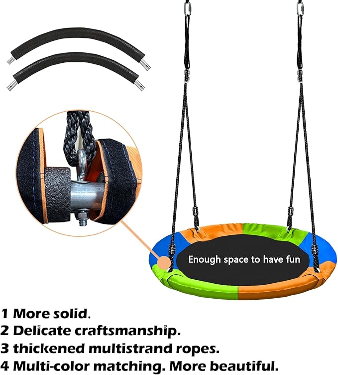 40" Saucer Tree Swing for Kids - 500Lb Weight Capacity, Waterproof Platform Swing Seat with Adjustable Ropes for Kids Playground Outdoor Activity Backyard Fun