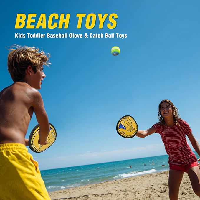 Toss and Catch Ball Game Set,Kids Toddler Baseball Glove & Catch Ball Toys,Kids Outdoor Games for Family,Toys for Beach Pool Yard Outside, Birthday Gift for Ages 3 4 5 6 7 8-12 Year Old Boys Girls