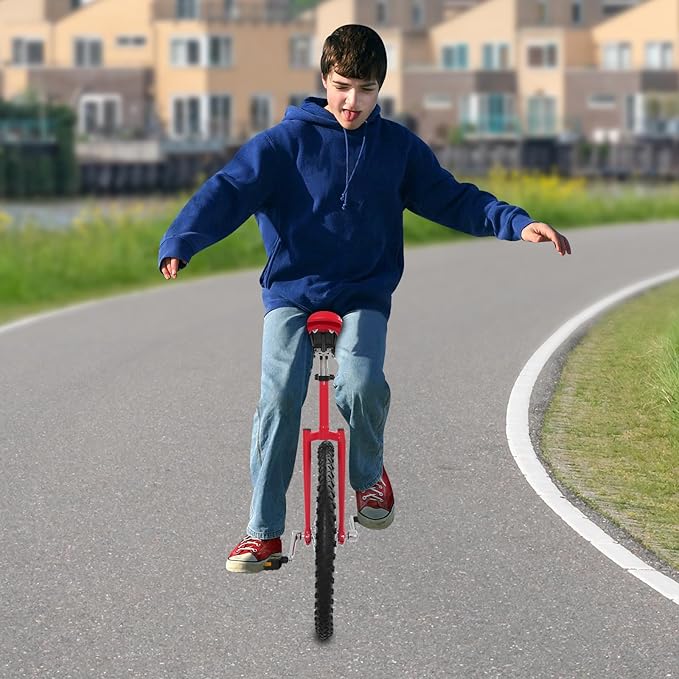 20 Inch Unicycle for Balance Training Outdoor Fitness with Adjustable Seat and Anti-Skid Tread