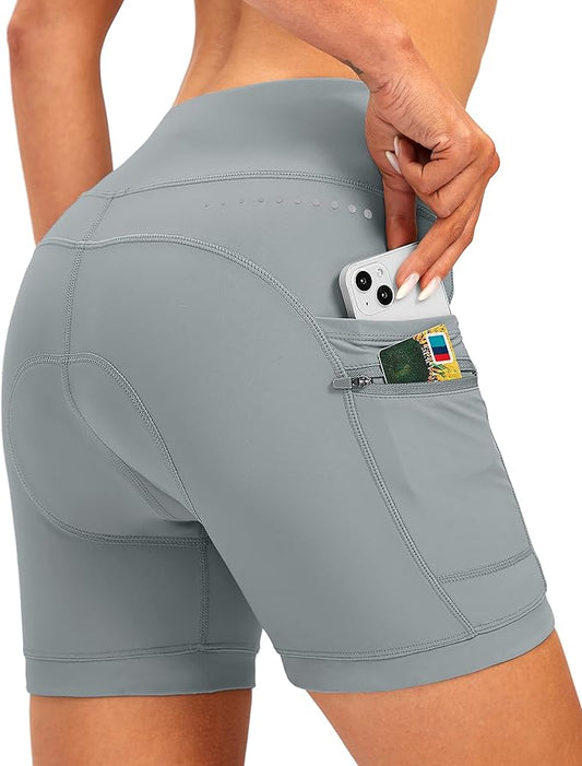 Women's 4D Padded Bike Shorts 5"/7" Riding Underwear Cycling Bicycle Road Biking Cycle Shorts for Women Zipper Pockets