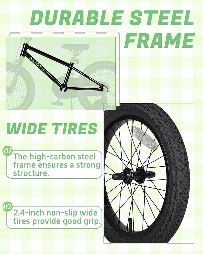 12 14 16 20 Inch Kids Bike BMX Style Bicycle with Training Wheels for 2-14 Years Old Toddlers Boys Girls Coaster Brake Multiple Colors