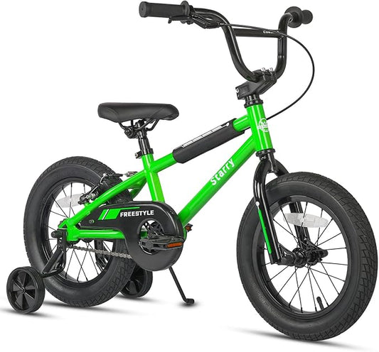 12 14 16 18 Inch Kids Bike BMX Style Bicycle with Training Wheels Coaster Brake for 2-10 Years Old Toddlers Boys Girls Multiple Colors