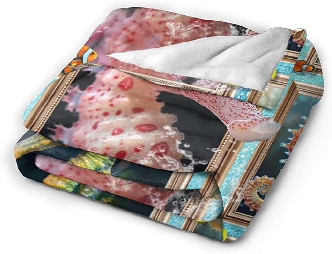 Seahorse Blanket Fleece Soft Warm Plush Ocean Animal Throw Blanket Lightweight Plush Fuzzy Cozy Marine Life Blankets for Lover Kids Adult Suitable for Couch Sofa Bed 50"X40"