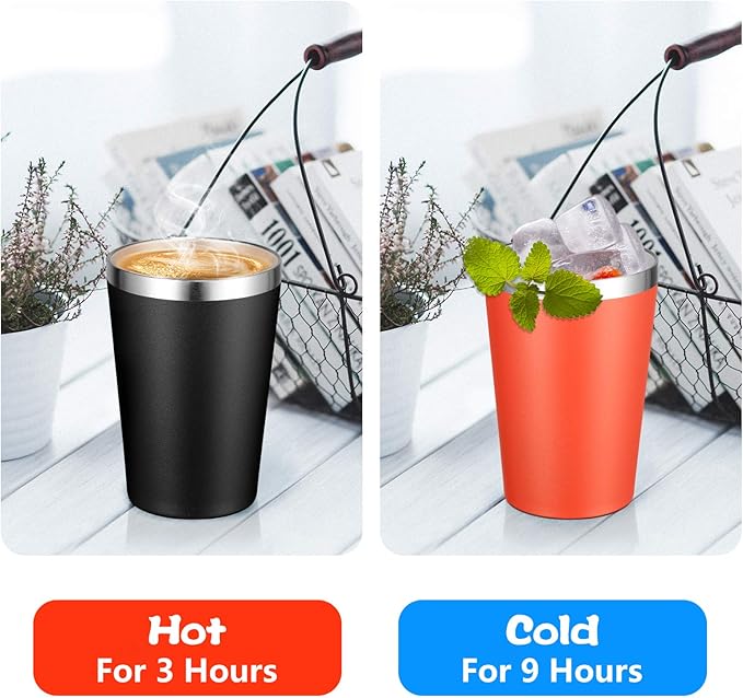 VEGOND 12oz Tumbler Stainless Steel Tumbler bulk Vacuum Insulated Double Wall Travel Tumbler with Lid and Straw Reusable Tumbler, Brick Red 1 Pack