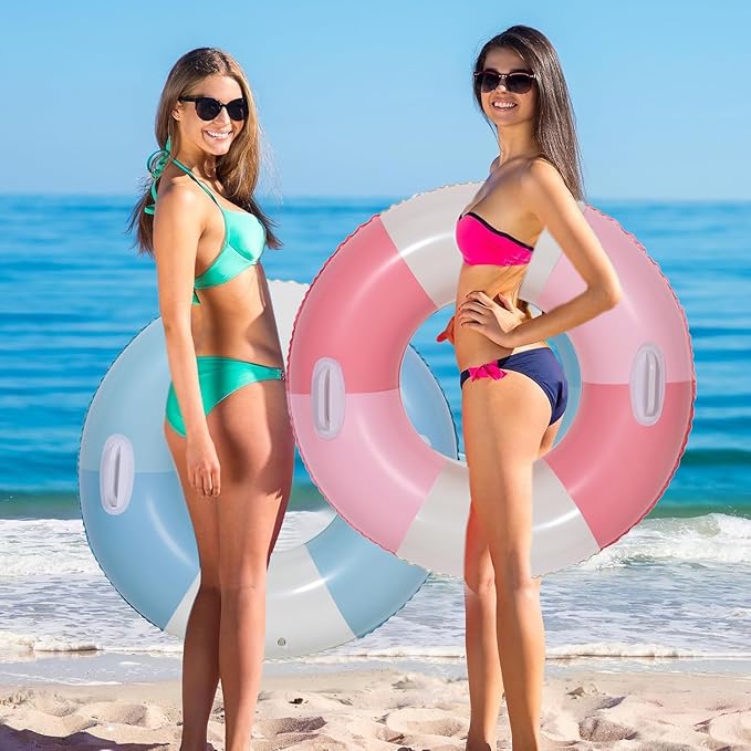 Swimming Pool Tubes-2PCS Inflatable Pool Floats for Adult Swim Ring Pool Floaties Inflatable Swimming Pool Raft Party Water Summer Beach Lounger Float Party Supplies