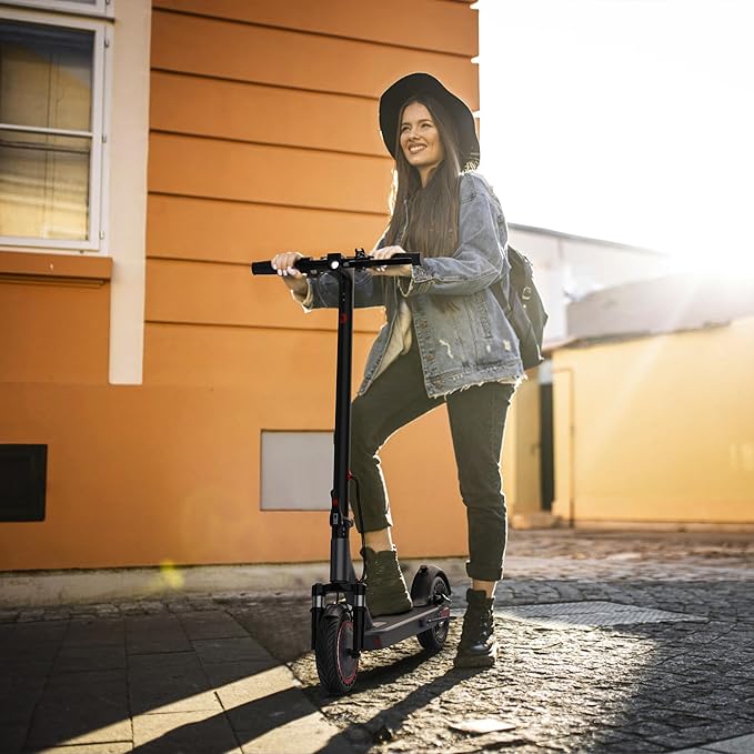 Electric Scooter - 8.5"/10'' Solid Tires, 350W/500W Motor, Up to 19-22MPH and 21-24Miles Long-Range Portable Commuting Scooter for Adults with Double Braking System and App